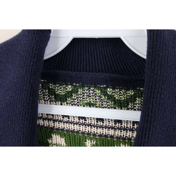Vtg 90s Y2K Streetwear Mens Medium Crew Rowing Fair Isle Shawl Cardigan Sweater - Picture 8 of 13